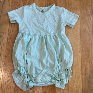 Bumbunny Soft Mint Green Bamboo Viscose Ruffle Bubble Romper 12-18M